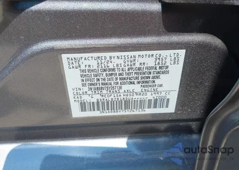 2025 Nissan Sentra S from USA, damaged, VIN 3N1AB8BV7SY267136